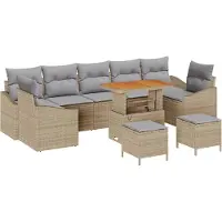 vidaXL Tuinbank Set 10 st Beige poly rattan