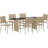 vidaXL Tuin Eettafel Set 7 pcs Beige poly rattan