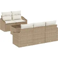 vidaXL Bankstel 6 st Beige en Crème poly rattan