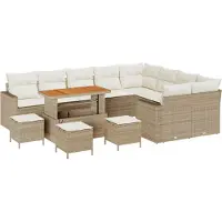 vidaXL Tuinbank Set 14 st 11-Aantal zitplaatsen Beige en Crème