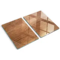 Tulup Glazen Snijplank - Bruin Hout Snijplank Glas - SET van 2 STUKS 40 x 52 cm - Anti-Slip Snijplanken-Snijplanken Glas-UV Gelaagd Glas Serveerplanken-Dienblad-Kookbenodigdheden