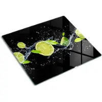 Tulup Glazen Snijplank - Groente Limoenen en water Dienblad - 60 x 52 cm - Serveerplank van glas - Anti-Slip Snijplank - Anti-Slip Snijplank - UV Gelaagd Glas Serveerplank - Keukengerei