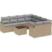 vidaXL Tuinbank Set 9 st 8-Aantal zitplaatsen Beige en Grijs