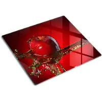 Tulup Glazen Snijplank - Rood Appel en water Anti-Slip Snijplank - 60 x 52 cm - Snijplank Glas - Snijplank van Glas - Snijplank van Glas - Serveerplank van glas - Kookbenodigdheden