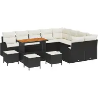 vidaXL Tuinbank Set 13 st 12-Aantal zitplaatsen Zwart en Crème