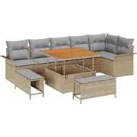 vidaXL Tuinbank Set 9 st Beige poly rattan