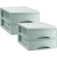 PlasticForte Ladekastje bureau organizer SORTED - 2x - 2 lades - groen - L26 x B35 x H19 cm - kunststof - organiseren