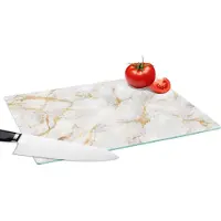 KitchenYeah Glazen Snijplank - 39x28 - Marmer - Wit - Goud - Abstract - Snijplanken Glas