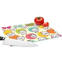 KitchenYeah Glazen Snijplank - 28x20 - Meisjes - Kat - Kroon - Patronen - Girl - Kids - Kinderen - Snijplanken Glas