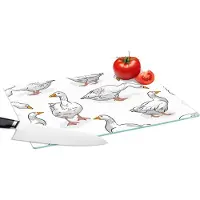 KitchenYeah Glazen Snijplank - 39x28 - Patroon - Vogel - Gans - Snijplanken Glas
