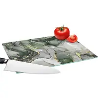KitchenYeah Glazen Snijplank - 28x20 - Luxe - Marmer - Groen - Snijplanken Glas