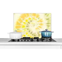 KitchenYeah Spatscherm keuken 70x50 cm - Kookplaat achterwand Zomer - Geel - Groen - Muurbeschermer - Spatwand fornuis - Hoogwaardig aluminium