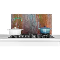 KitchenYeah Spatscherm keuken 80x40 cm - Kookplaat achterwand Plaat met koperen structuur uit een werkplaats - Muurbeschermer - Spatwand fornuis - Hoogwaardig aluminium