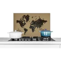 KitchenYeah Spatscherm keuken 60x40 cm - Kookplaat achterwand Wereldkaart - Vintage - Kompasroos - Muurbeschermer - Spatwand fornuis - Hoogwaardig aluminium