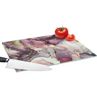 KitchenYeah Glazen Snijplank - 39x28 - Marmer - Rood - Paars - Goud - Snijplanken Glas