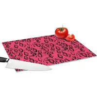KitchenYeah Glazen Snijplank - 39x28 - Slangenprint - Roze - Zwart - Snijplanken Glas