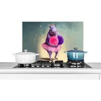 KitchenYeah Spatscherm keuken 70x50 cm - Kookplaat achterwand Nijlpaard - Bloemen - Ballerina - Pompons - Portret - Kids - Muurbeschermer - Spatwand fornuis - Hoogwaardig aluminium