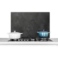KitchenYeah Spatscherm keuken - Beton print - Industrieel - Grijs - Spatwand - Kookplaat achterwand - 90x60 cm - Aluminium