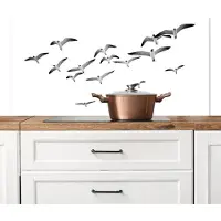 KitchenYeah Spatscherm keuken 120x60 cm - Kookplaat achterwand Vogels - Zwart wit - Natuur - Lucht - Muurbeschermer - Spatwand fornuis - Hoogwaardig aluminium