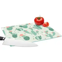 KitchenYeah Glazen Snijplank - 28x20 - Cactus - Patronen - Bloem - Snijplanken Glas