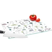 KitchenYeah Glazen Snijplank - 39x28 - Patroon - Dinosaurus - Kinderen - Baby - Jongens - Meisjes - Kindje - Snijplanken Glas
