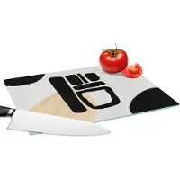 KitchenYeah Glazen Snijplank - 28x20 - Cirkel - Zwart - Abstract - Snijplanken Glas
