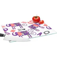 KitchenYeah Glazen Snijplank - 39x28 - Olifanten - Bladeren - Paars - Patroon - Snijplanken Glas