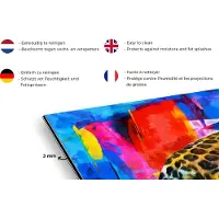 KitchenYeah Spatscherm keuken 120x80 cm - Kookplaat achterwand Schilderij - Panter - Olieverf - Kleuren - Dieren - Muurbeschermer - Spatwand fornuis - Hoogwaardig aluminium