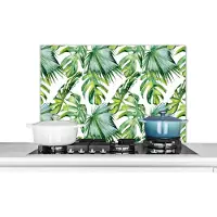 KitchenYeah Spatscherm - Design - Bladeren - Monstera - Jungle - Tropical - Achterwand keuken - 80x55 cm - Spatwand