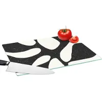 KitchenYeah Glazen Snijplank - 39x28 - Plant - Zwart - Minimalisme - Snijplanken Glas