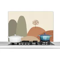 KitchenYeah Spatscherm keuken 100x65 cm - Kookplaat achterwand Pastel - Bergen - Landschap - Abstract - Muurbeschermer - Spatwand fornuis - Hoogwaardig aluminium