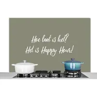 KitchenYeah Spatscherm keuken 120x80 cm - Kookplaat achterwand Spreuken - Hoe laat is het? Het is happy hour! - Quotes - Muurbeschermer - Spatwand fornuis - Hoogwaardig aluminium