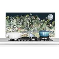 KitchenYeah Spatscherm keuken 120x60 cm - Kookplaat achterwand Kinderen - Jungle - Natuur - Dieren - Planten - Muurbeschermer - Spatwand fornuis - Hoogwaardig aluminium