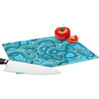 KitchenYeah Glazen Snijplank - 28x20 - Zee - Patronen - Marmer - Snijplanken Glas