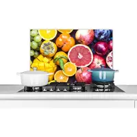 KitchenYeah Spatscherm keuken 60x40 cm - Kookplaat achterwand Fruit - Regenboog - Kleuren - Muurbeschermer - Spatwand fornuis - Hoogwaardig aluminium
