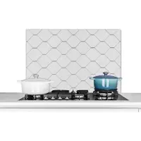 KitchenYeah Spatscherm keuken 80x55 cm - Kookplaat achterwand Tegels - Wit - Vormen - Abstract - Muurbeschermer - Spatwand fornuis - Hoogwaardig aluminium