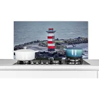 KitchenYeah Spatscherm keuken 100x50 cm - Kookplaat achterwand Vuurtoren bij het Noordzeekanaal - Muurbeschermer - Spatwand fornuis - Hoogwaardig aluminium