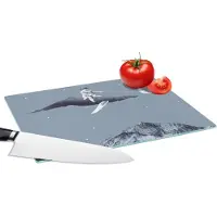 KitchenYeah Glazen Snijplank - 28x20 - Ruimte - Jongen - Maan - Walvis - Snijplanken Glas