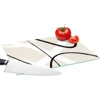 KitchenYeah Glazen Snijplank - 28x20 - Lijn - Abstract - Minimalisme - Pastel - Snijplanken Glas