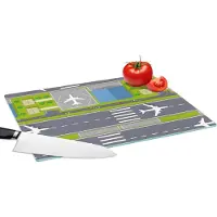 KitchenYeah Glazen Snijplank - 39x28 - Design - Vliegveld - Vliegtuig - Snijplanken Glas