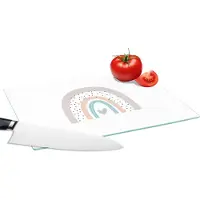 KitchenYeah Glazen Snijplank - 28x20 - Regenboog - Hart - Stippen - Kinderen - Kids - Snijplanken Glas