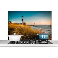 KitchenYeah Spatscherm keuken 100x65 cm - Kookplaat achterwand Vuurtoren - Zee - Amerika - Muurbeschermer - Spatwand fornuis - Hoogwaardig aluminium