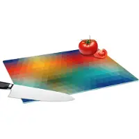 KitchenYeah Glazen Snijplank - 39x28 - Design - Retro - Patronen - Pixel - Snijplanken Glas