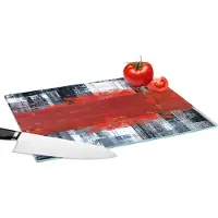 KitchenYeah Glazen Snijplank - 39x28 - Schilderij - Abstract - Rood - Olieverf - Snijplanken Glas