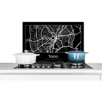 KitchenYeah Spatscherm keuken 60x40 cm - Kookplaat achterwand Kaart - Tokio - Stadskaart - Plattegrond - Tokyo - Muurbeschermer - Spatwand fornuis - Hoogwaardig aluminium