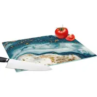 KitchenYeah Glazen Snijplank - 39x28 - Marmer - Verf - Glitter - Goud - Snijplanken Glas