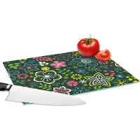KitchenYeah Glazen Snijplank - 28x20 - Bladeren - Patronen - Bloemen - Snijplanken Glas