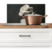 KitchenYeah Spatscherm keuken 70x30 cm - Kookplaat achterwand Modern - Vrouw - Hoed - Muurbeschermer - Spatwand fornuis - Hoogwaardig aluminium