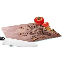 KitchenYeah Glazen Snijplank - 28x20 - Chocolade - Kaneel - Noten - Keuken - Snijplanken Glas