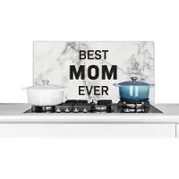 KitchenYeah Spatscherm keuken 80x40 cm - Kookplaat achterwand Quotes - Mama - Best mom ever - Spreuken - Muurbeschermer - Spatwand fornuis - Hoogwaardig aluminium